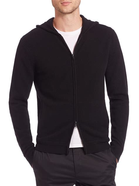 Cashmere Zip Hoodie in Black 